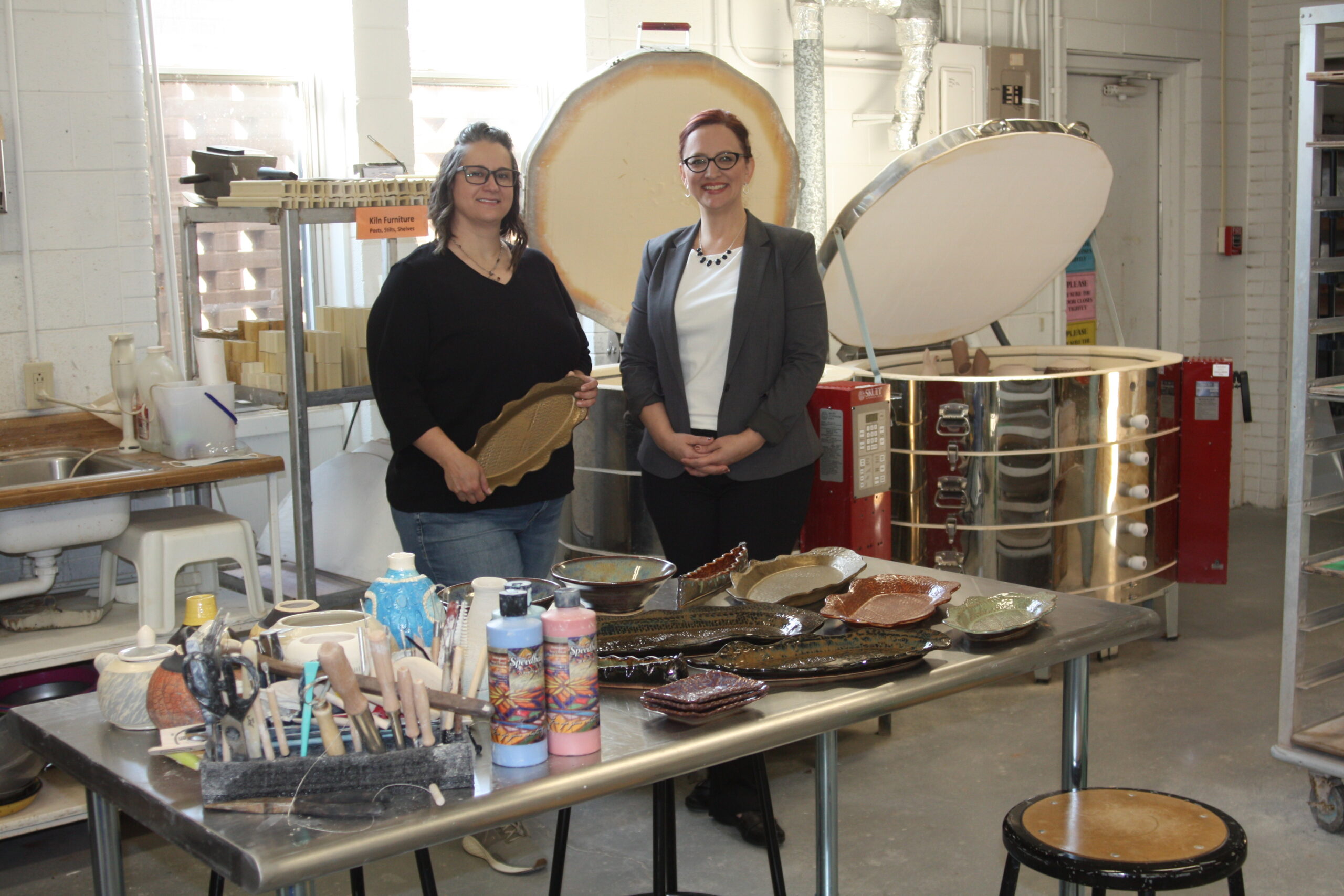 Pictured are (left to right) Jennifer Nolan, DC3 Associate Professor of Art, and Christina Haselhorst, DC3 Foundation Director